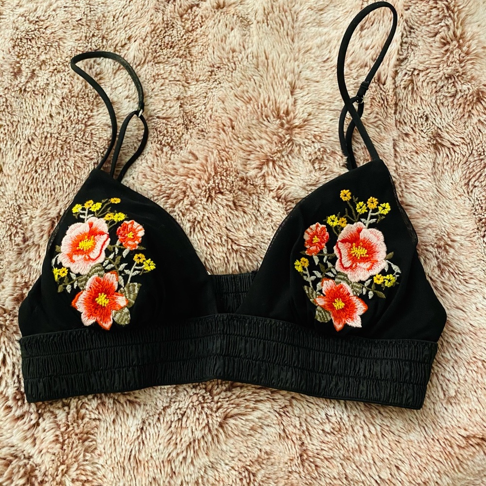Floral embroidered bikini bralette top